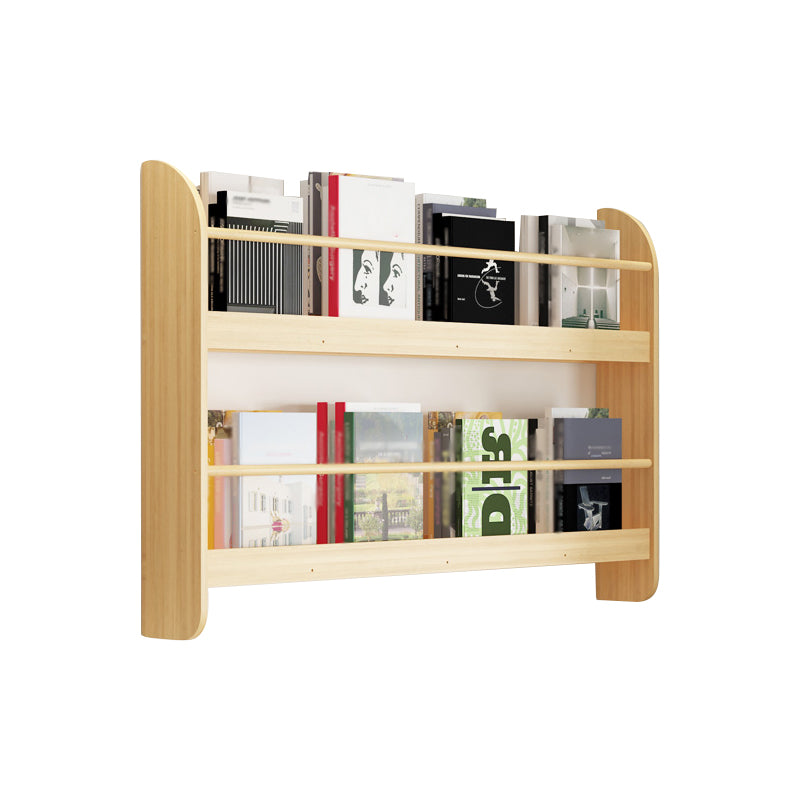 Contemporary Wall Unit Bookshelf Natural Pine Wood Bookcase for Bedroom