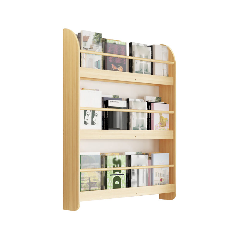 Contemporary Wall Unit Bookshelf Natural Pine Wood Bookcase for Bedroom