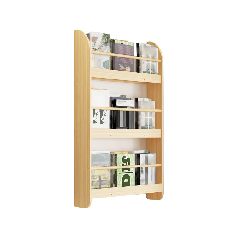 Contemporary Wall Unit Bookshelf Natural Pine Wood Bookcase for Bedroom
