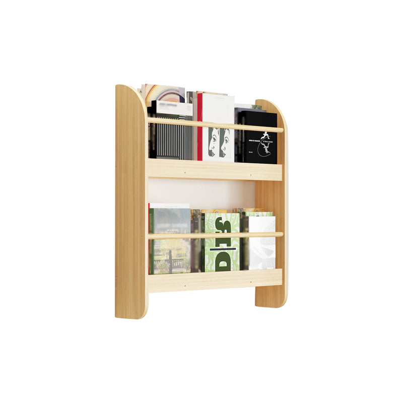 Contemporary Wall Unit Bookshelf Natural Pine Wood Bookcase for Bedroom
