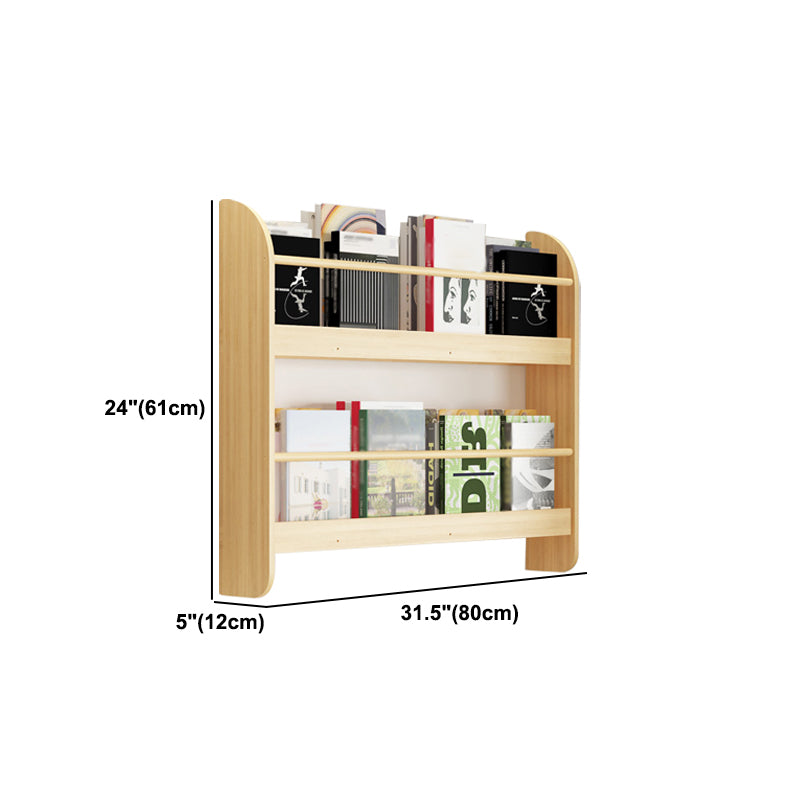 Contemporary Wall Unit Bookshelf Natural Pine Wood Bookcase for Bedroom