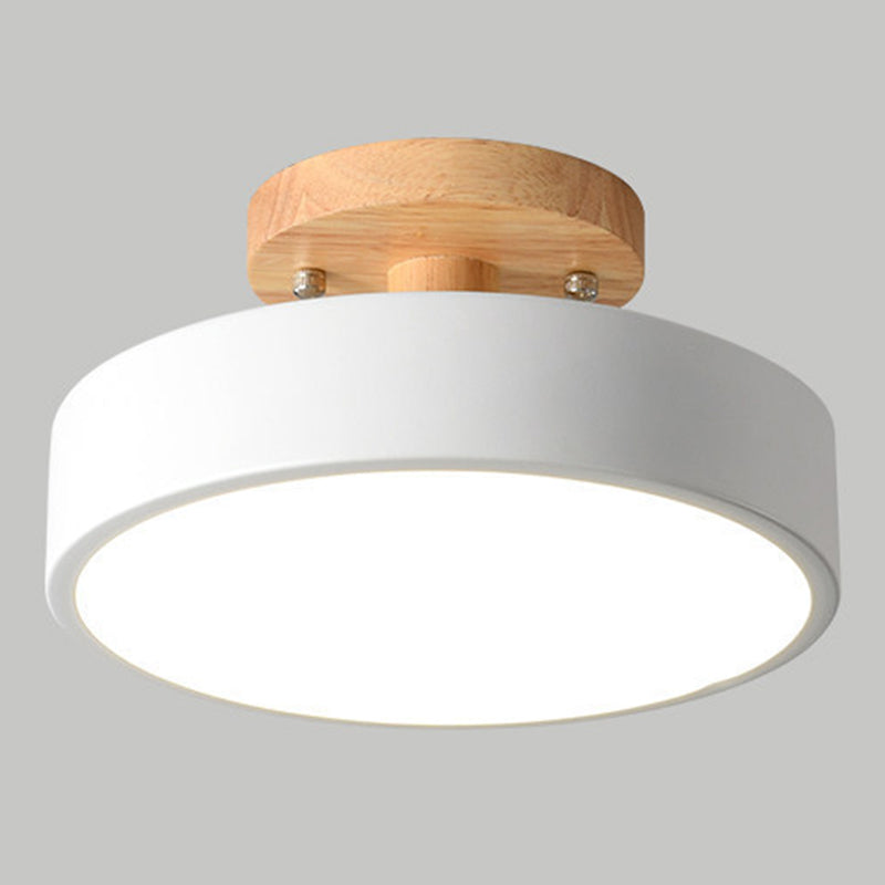 1 Light Cylindrical Ceiling Light Modern Macaron Style Metal Ceiling Lighting for Bedroom