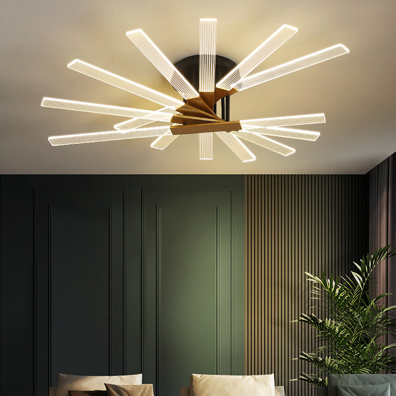 Metal Round Shade Flush Ceiling Light Modern Multi Lights Flush Mount Fixture in Brass