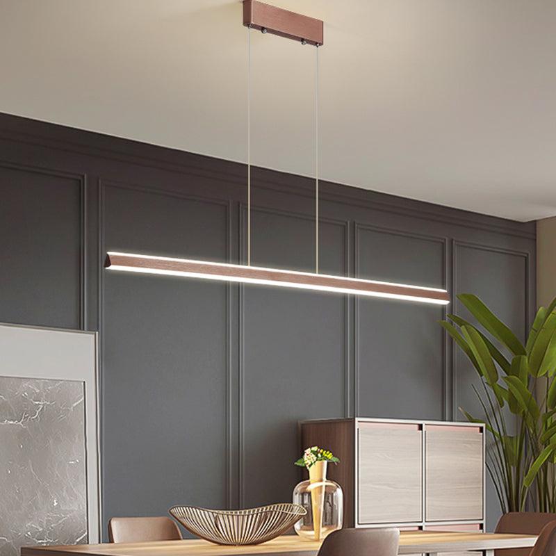 Modern Metal Island Lamps Linear 2-Head Restaurant Pendant Lights with Acrylic Shade