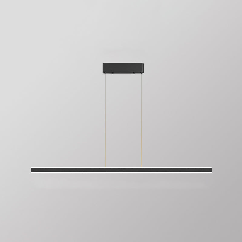 Modern Metal Island Lamps Linear 2-Head Restaurant Pendant Lights with Acrylic Shade