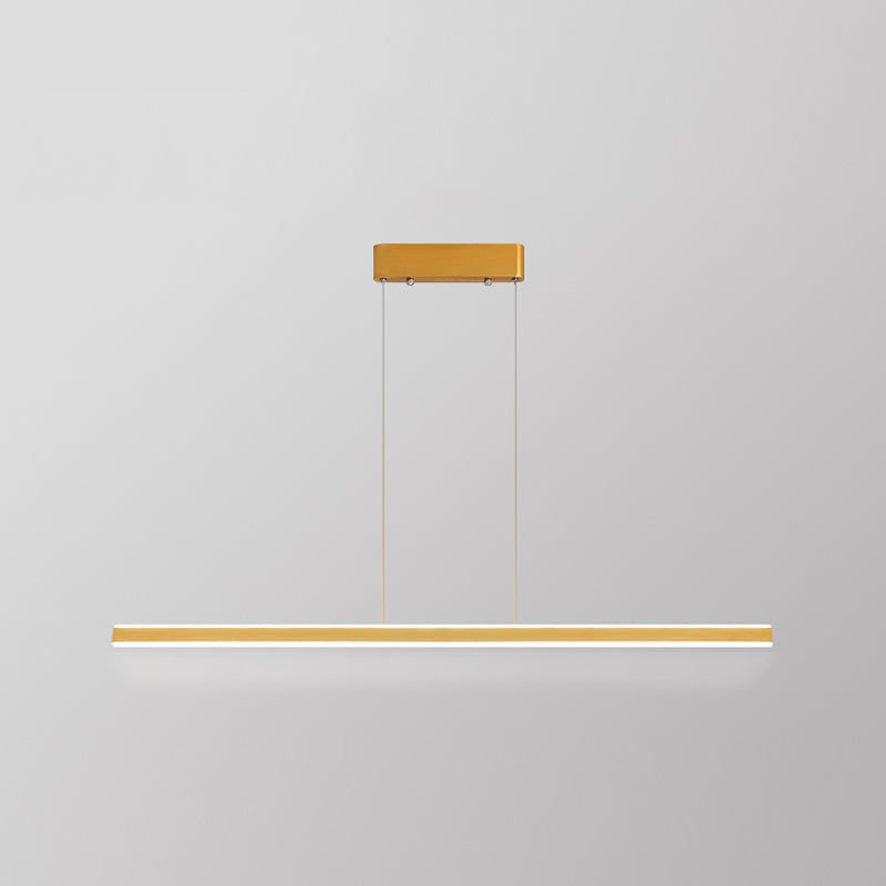 Modern Metal Island Lamps Linear 2-Head Restaurant Pendant Lights with Acrylic Shade