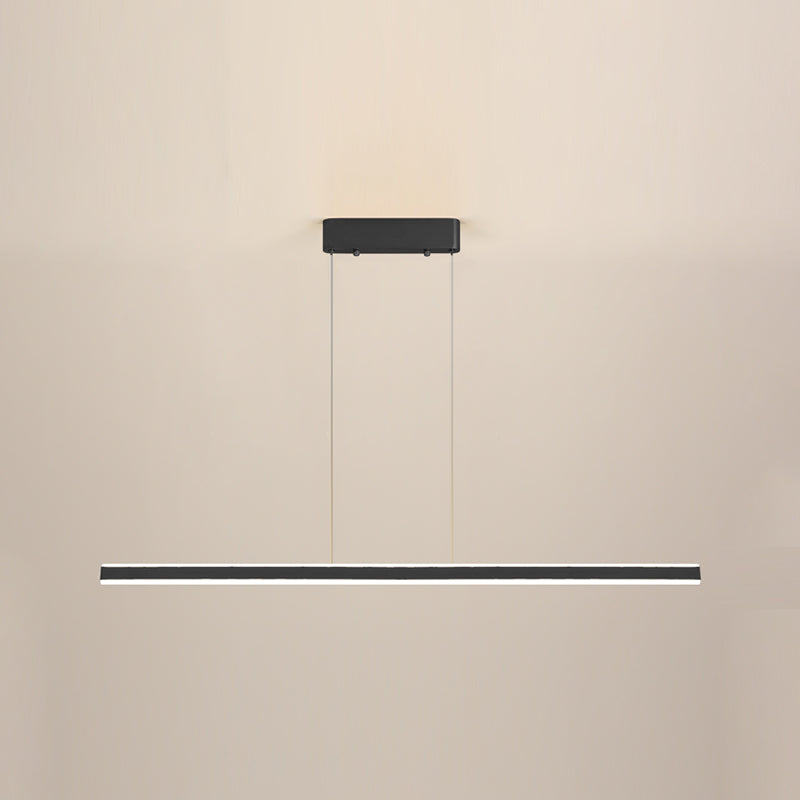 Modern Metal Island Lamps Linear 2-Head Restaurant Pendant Lights with Acrylic Shade