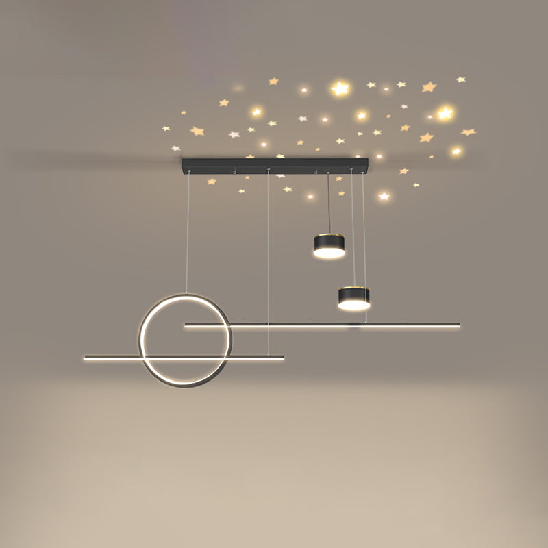 Contemporary Style Linear Island Lighting Metal 5 Light Island Pendant Lights