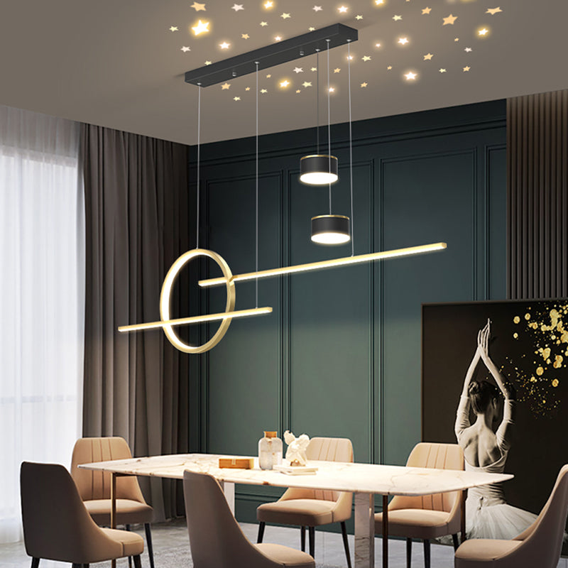 Contemporary Style Linear Island Lighting Metal 5 Light Island Pendant Lights