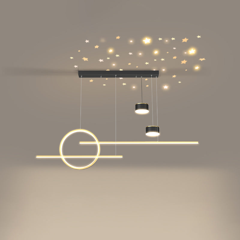 Contemporary Style Linear Island Lighting Metal 5 Light Island Pendant Lights