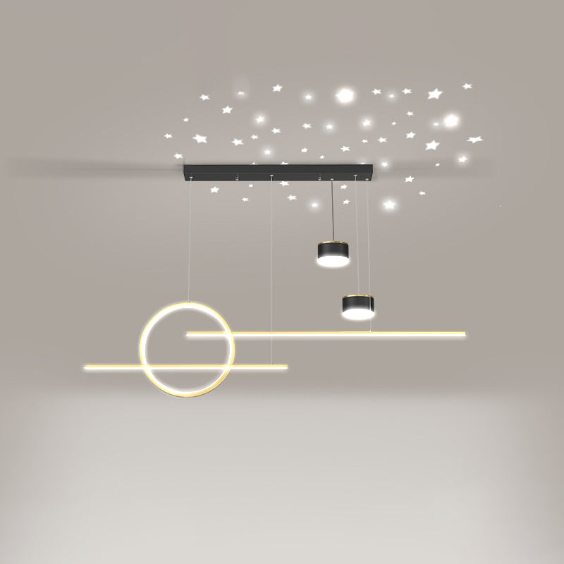 Contemporary Style Linear Island Lighting Metal 5 Light Island Pendant Lights