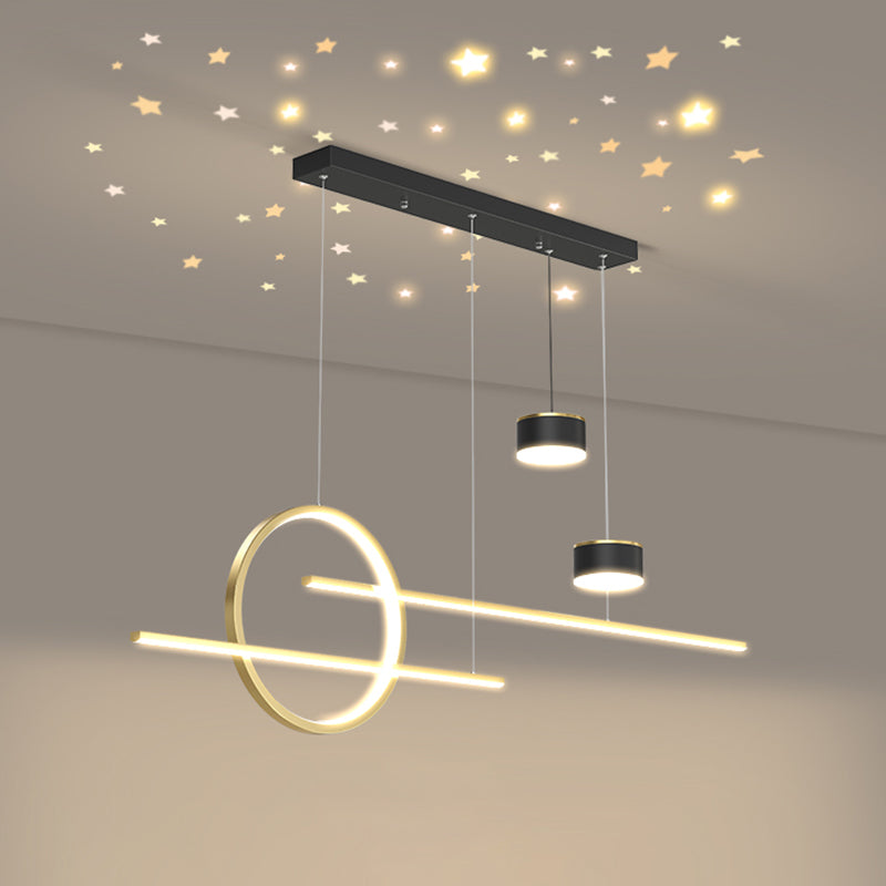 Contemporary Style Linear Island Lighting Metal 5 Light Island Pendant Lights