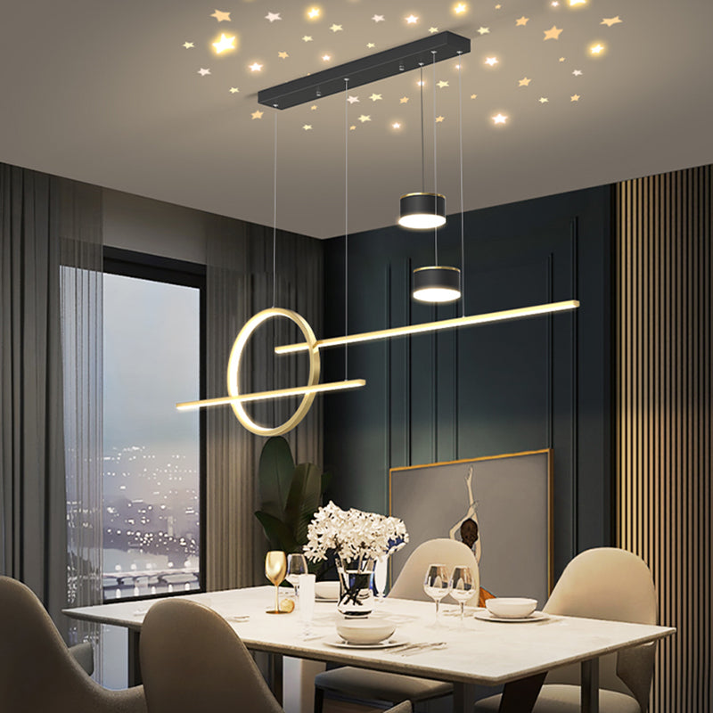 Contemporary Style Linear Island Lighting Metal 5 Light Island Pendant Lights