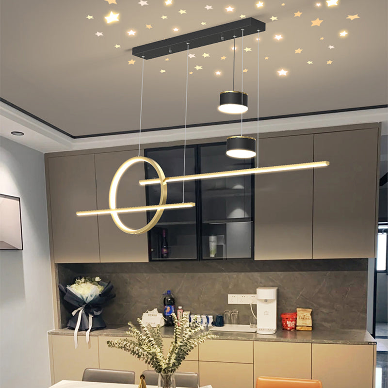 Contemporary Style Linear Island Lighting Metal 5 Light Island Pendant Lights