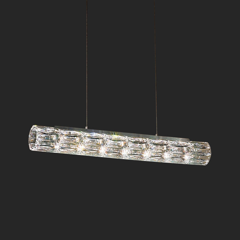 Contemporary Style Linear Shape Island Light Crystal Island Lighting in Transparent