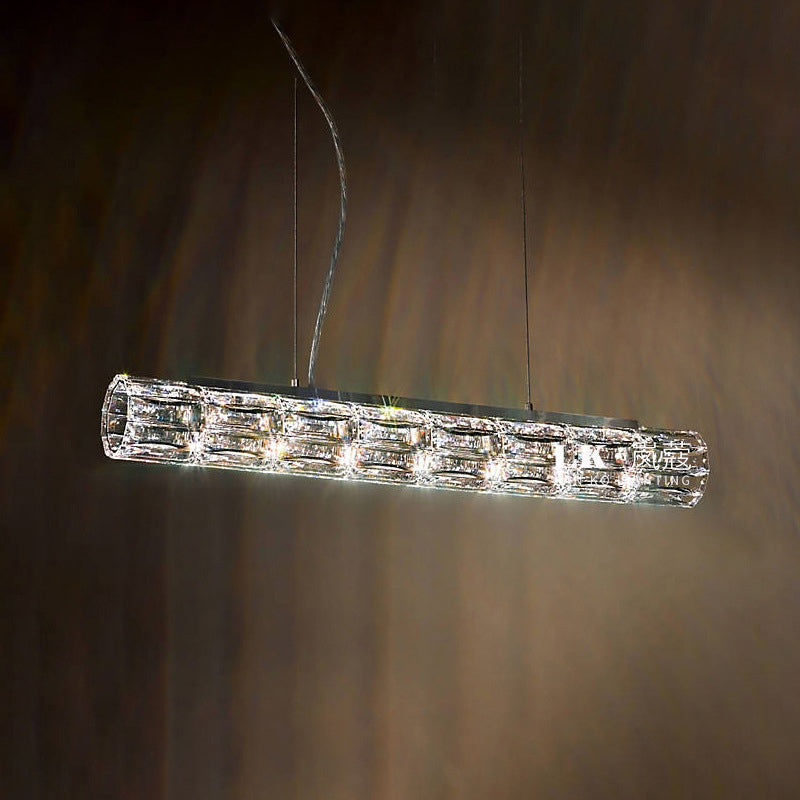Contemporary Style Linear Shape Island Light Crystal Island Lighting in Transparent