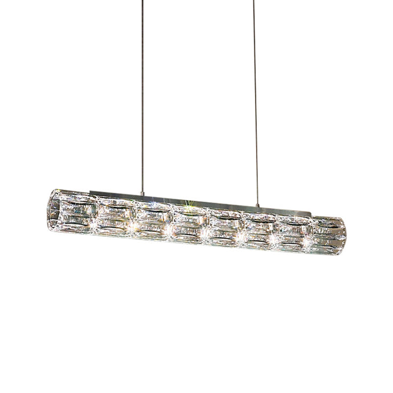 Contemporary Style Linear Shape Island Light Crystal Island Lighting in Transparent