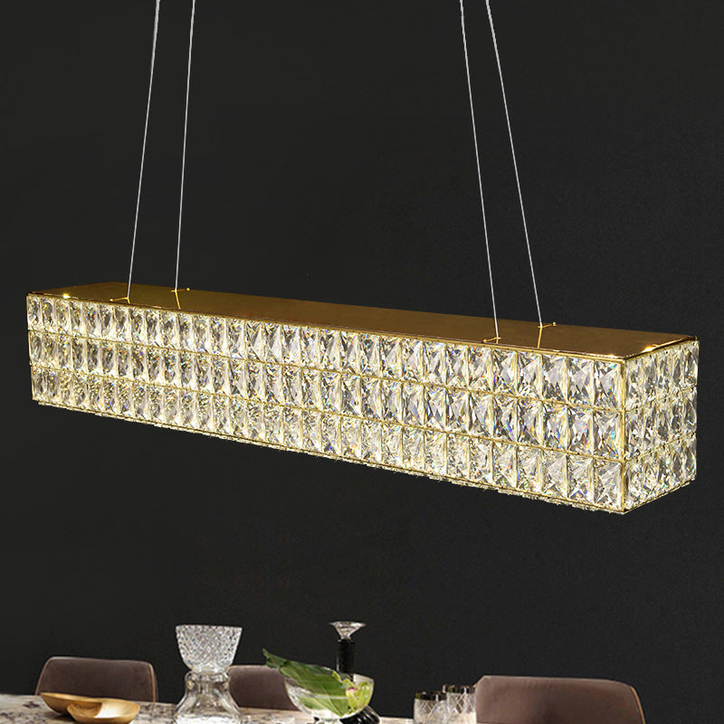 Contemporary Style Rectangle Shape Island Light Crystal 1 Light Island Lighting