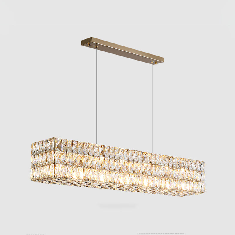 Contemporary Style Rectangle Shape Island Light Crystal 1 Light Island Lighting