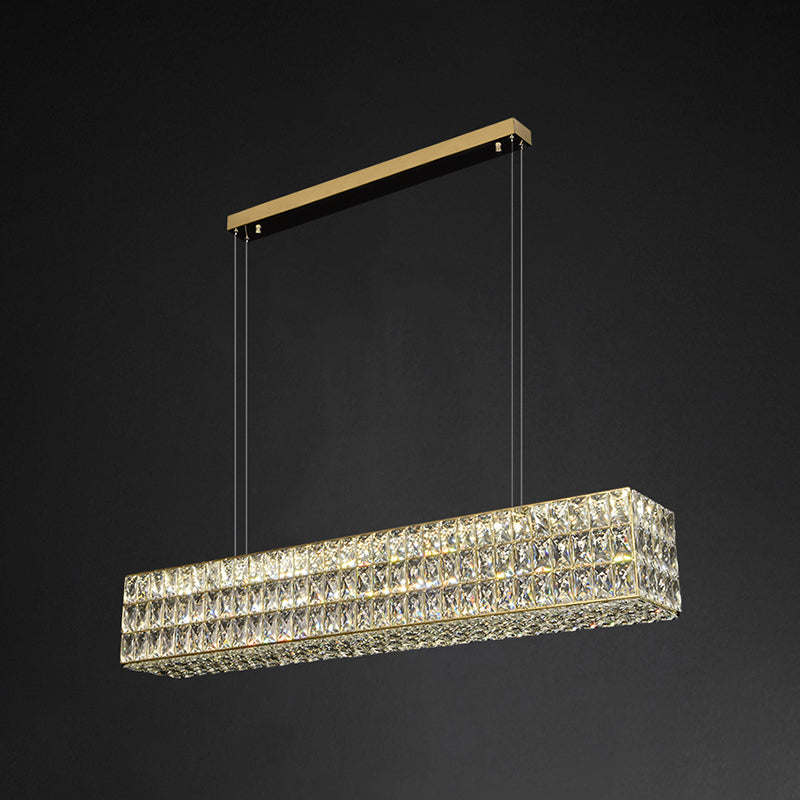 Contemporary Style Rectangle Shape Island Light Crystal 1 Light Island Lighting