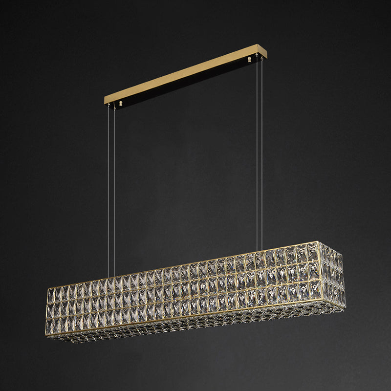 Contemporary Style Rectangle Shape Island Light Crystal 1 Light Island Lighting