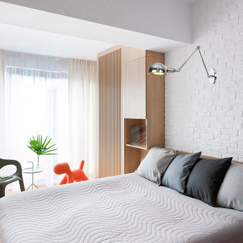 American Style Metal Wall Light Chrome Adjustable Wall Sconce for Bedroom