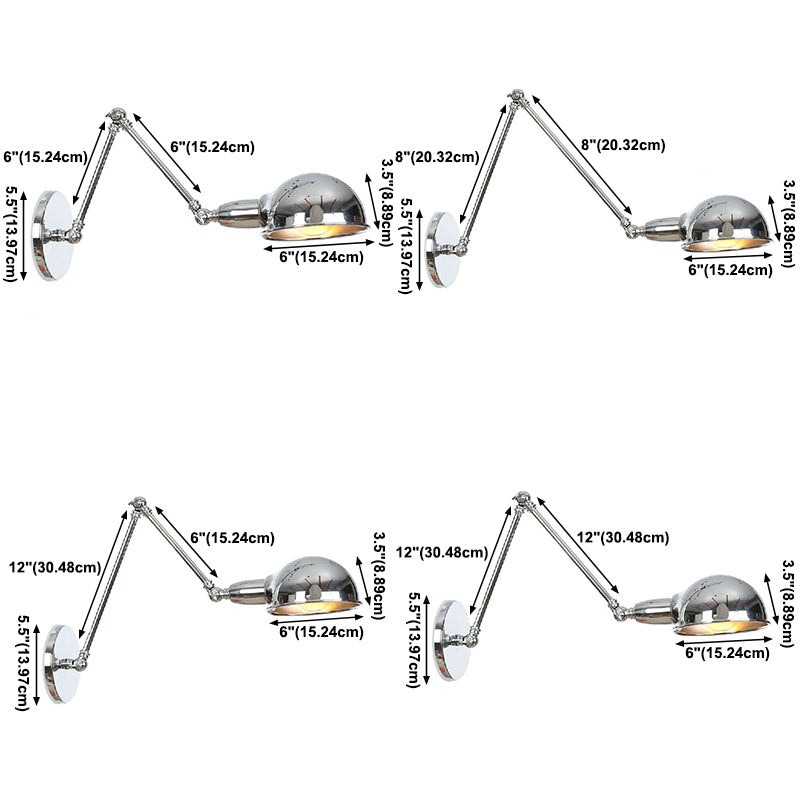 American Style Metal Wall Light Chrome Adjustable Wall Sconce for Bedroom