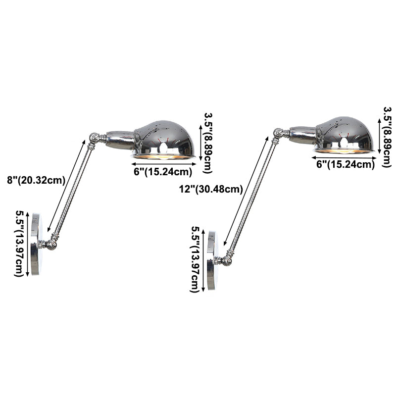 American Style Metal Wall Light Chrome Adjustable Wall Sconce for Bedroom