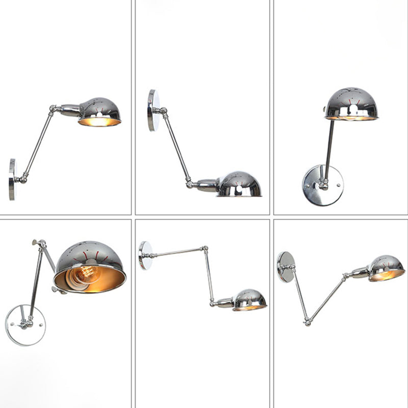 American Style Metal Wall Light Chrome Adjustable Wall Sconce for Bedroom