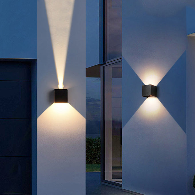 Modern Aluminum Wall Light Cube Shape 2 Lights LED Wall Washer for Outdoors
