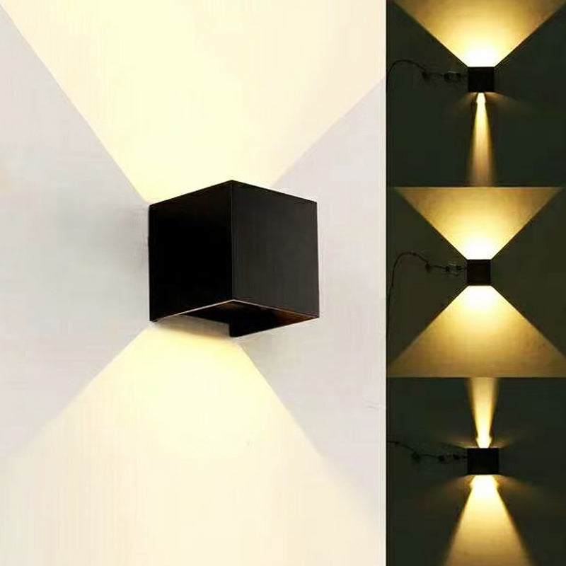 Modern Aluminum Wall Light Cube Shape 2 Lights LED Wall Washer for Outdoors