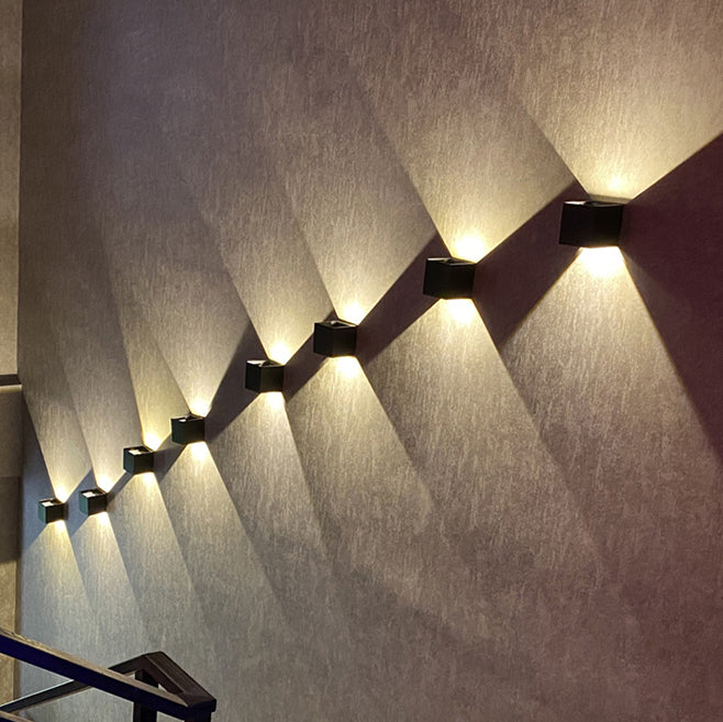 Modern Aluminum Wall Light Cube Shape 2 Lights LED Wall Washer for Outdoors