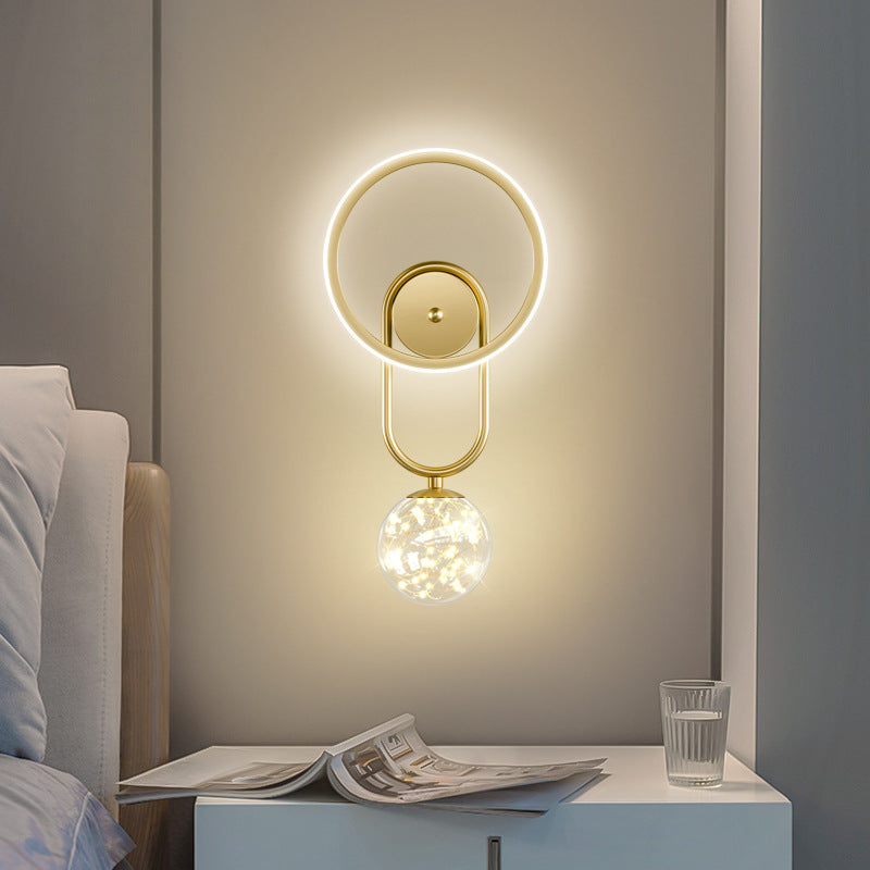 Round Shape Glass Wall Light Modern Style 2 Lights Wall Mount Light
