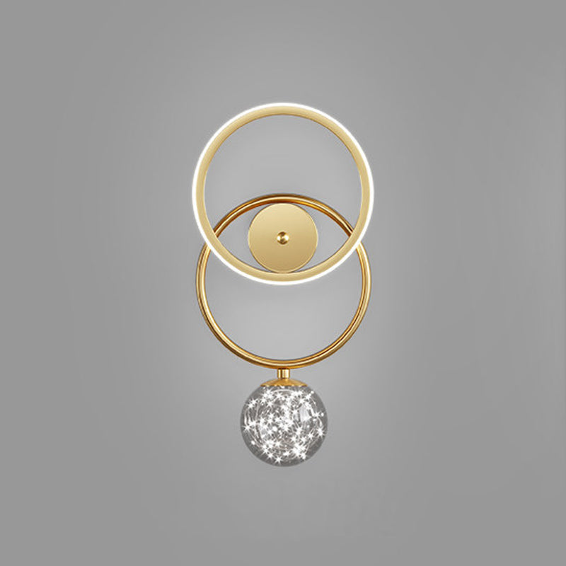 Round Shape Glass Wall Light Modern Style 2 Lights Wall Mount Light