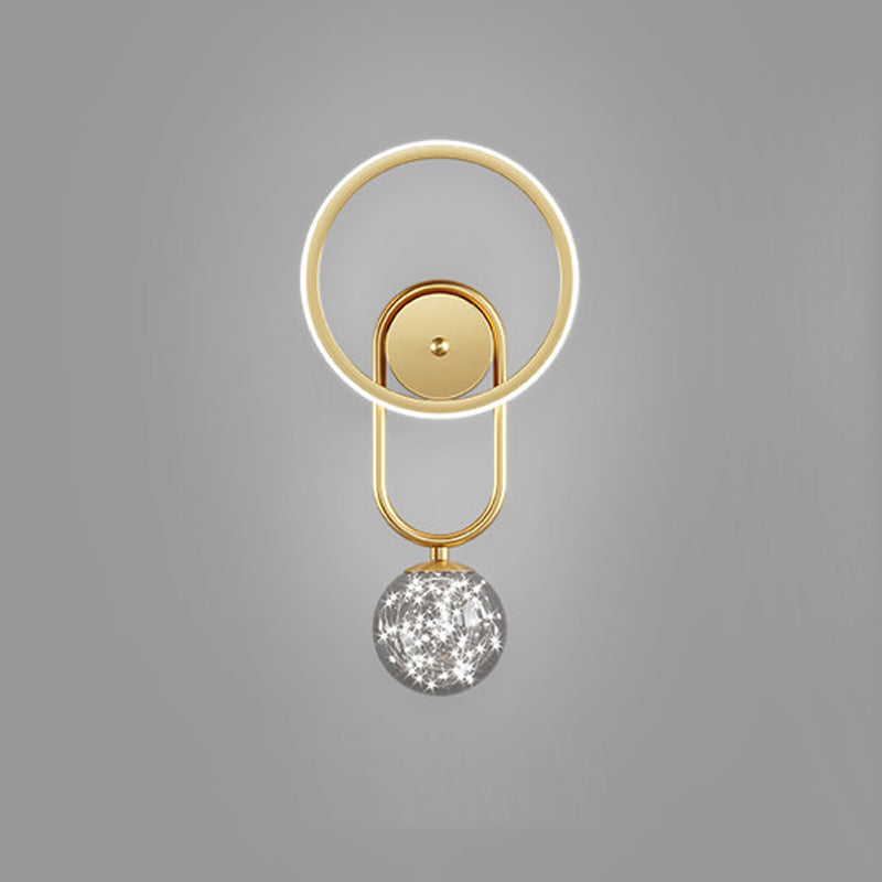 Round Shape Glass Wall Light Modern Style 2 Lights Wall Mount Light