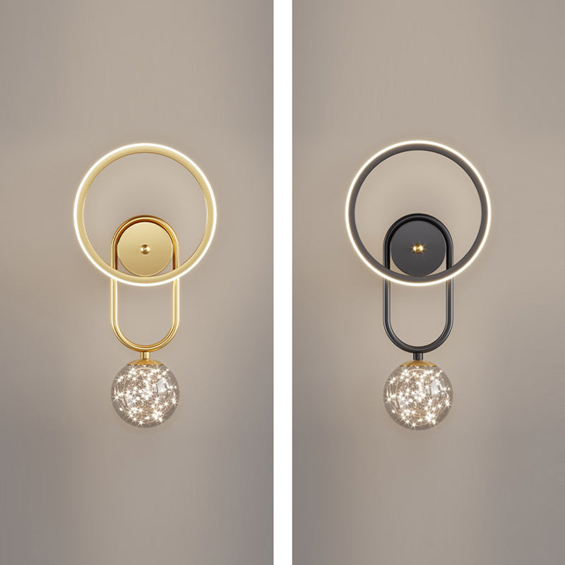 Round Shape Glass Wall Light Modern Style 2 Lights Wall Mount Light