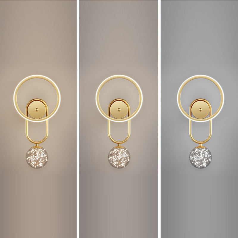 Round Shape Glass Wall Light Modern Style 2 Lights Wall Mount Light