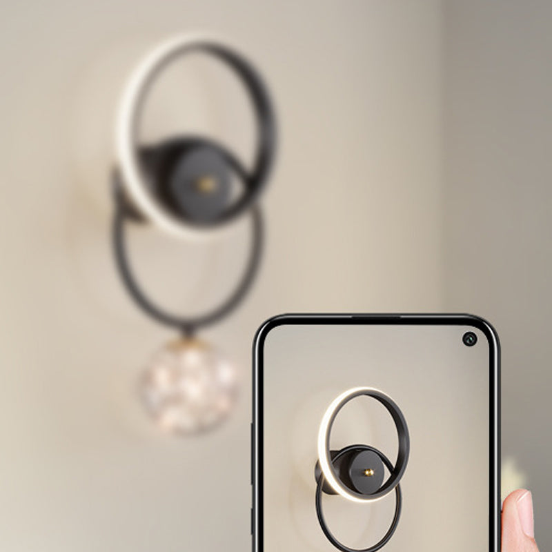 Round Shape Glass Wall Light Modern Style 2 Lights Wall Mount Light