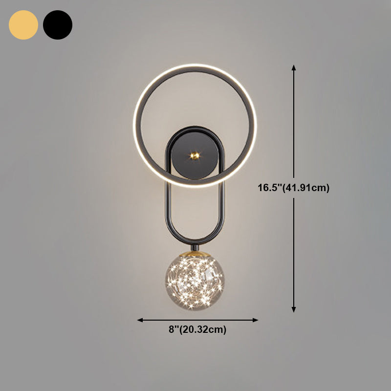 Round Shape Glass Wall Light Modern Style 2 Lights Wall Mount Light