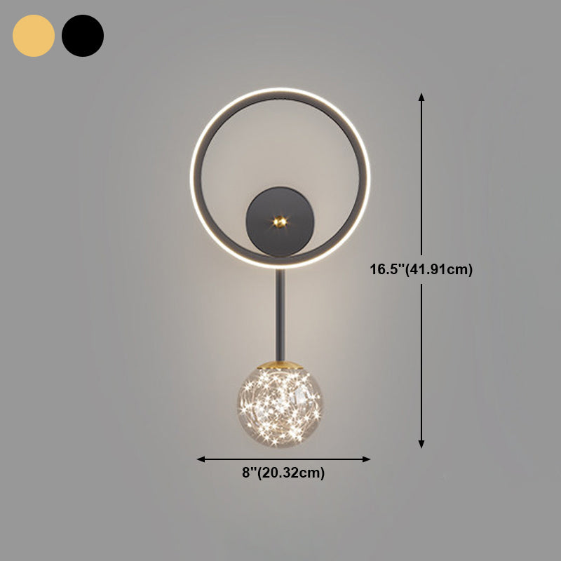 Round Shape Glass Wall Light Modern Style 2 Lights Wall Mount Light