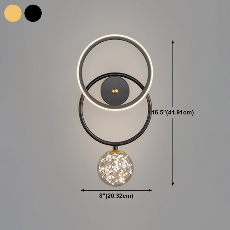 Round Shape Glass Wall Light Modern Style 2 Lights Wall Mount Light