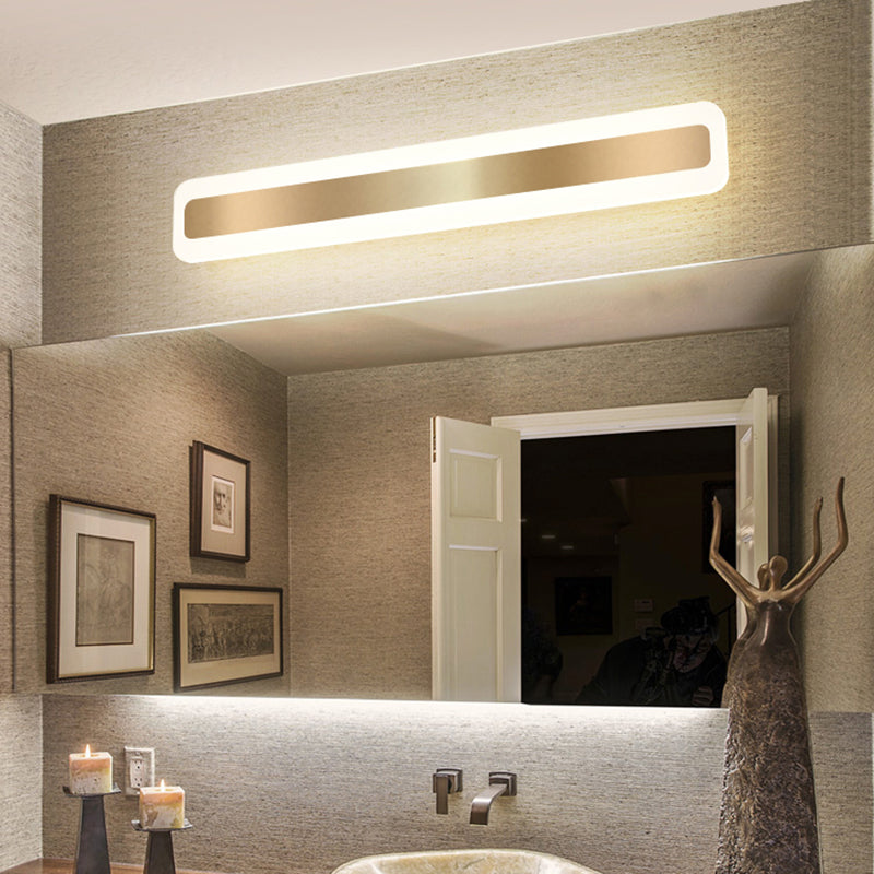 Metal Linear Shape Wall Light Modern Style 1-Light Mirror Wall Mounted Light