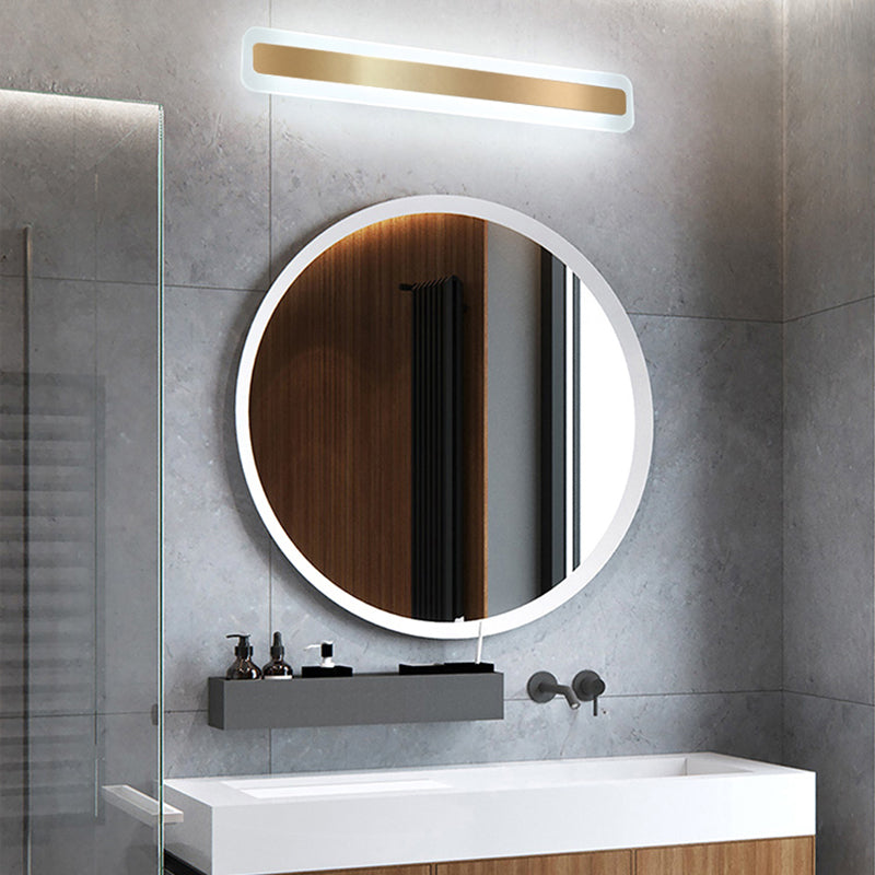 Metal Linear Shape Wall Light Modern Style 1-Light Mirror Wall Mounted Light