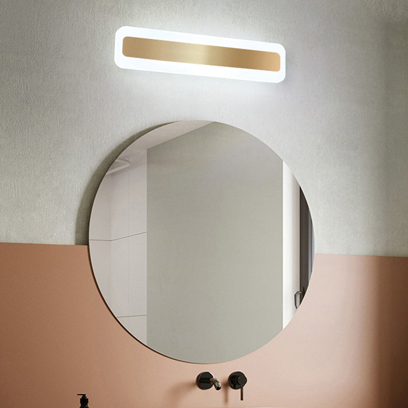 Metal Linear Shape Wall Light Modern Style 1-Light Mirror Wall Mounted Light