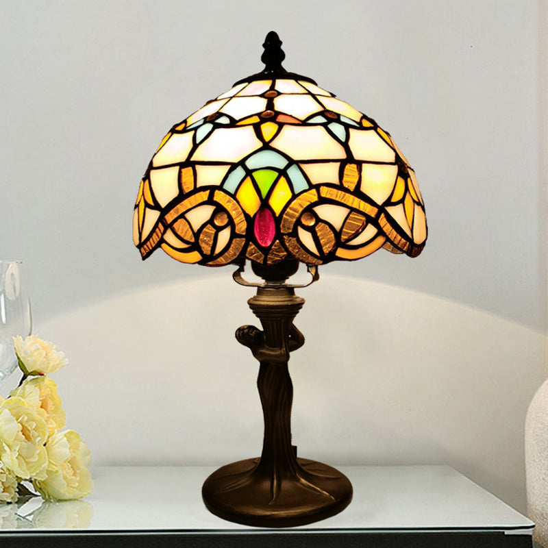 Tiffany Style Table Lamp 1-Light Desk Lamp with Glass Shade for Living Room