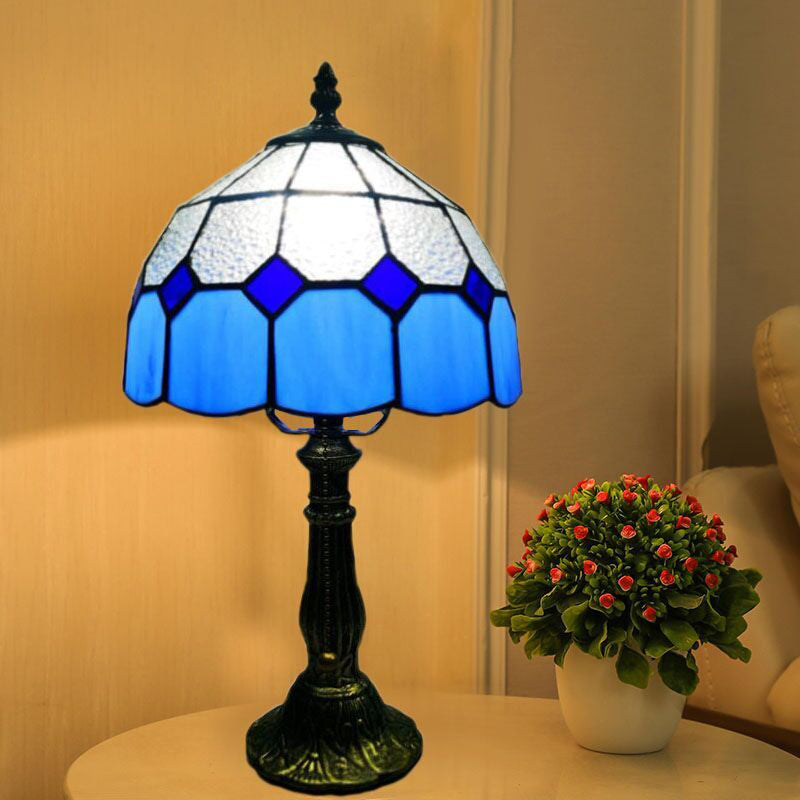 Tiffany Style Table Lamp 1-Light Desk Lamp with Glass Shade for Living Room