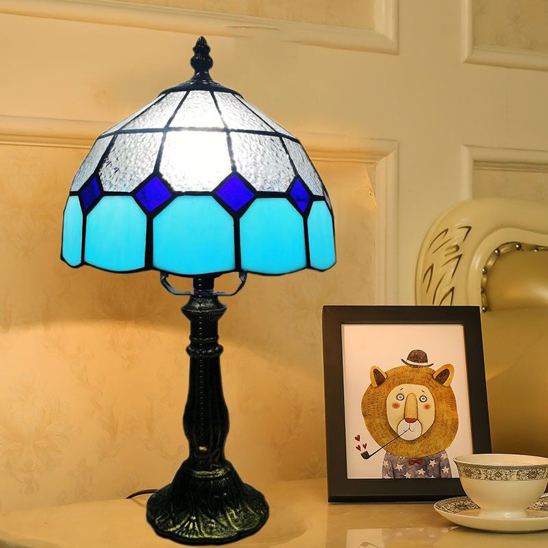 Tiffany Style Table Lamp 1-Light Desk Lamp with Glass Shade for Living Room