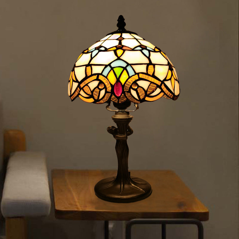 Tiffany Style Table Lamp 1-Light Desk Lamp with Glass Shade for Living Room