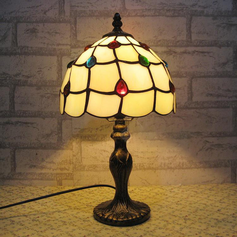 Tiffany Style Table Lamp 1-Light Desk Lamp with Glass Shade for Living Room