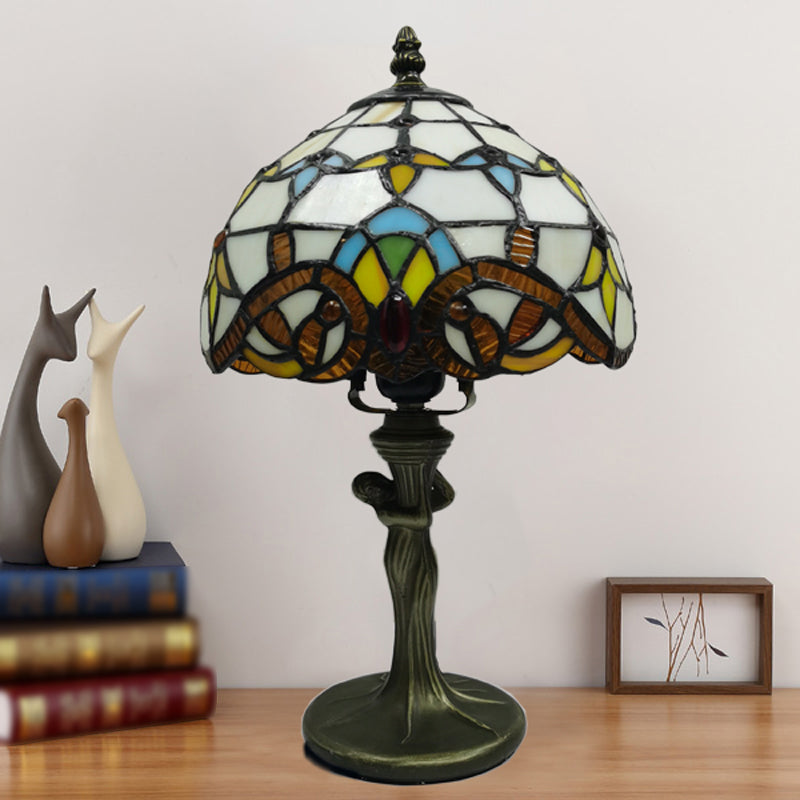 Tiffany Style Table Lamp 1-Light Desk Lamp with Glass Shade for Living Room